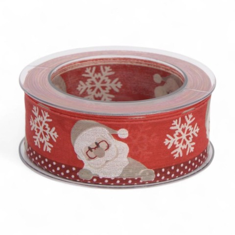 NASTRO BABBO NATALE 40MMX20MT ROSSO